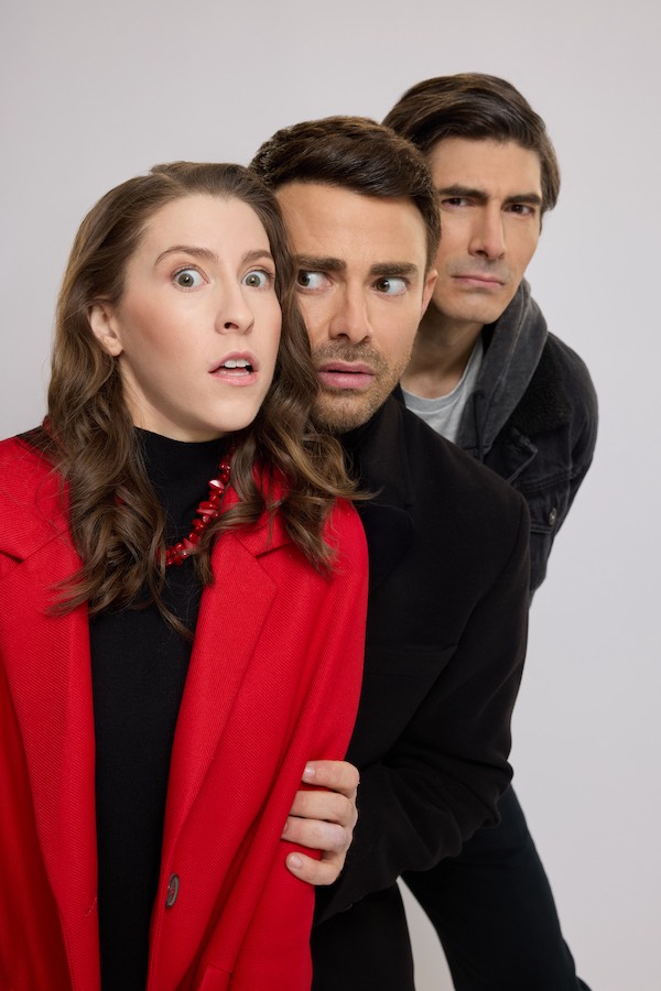 Photo: Eden Sher, Jonathan Bennett, Brandon Routh Credit: ©2025 Hallmark Media/Photographer: Pooya Nabei