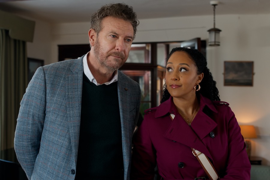 Risteárd Cooper and Tamera Mowry-Housley, Haunted Harmony Mysteries, used with Hallmark Media's permission