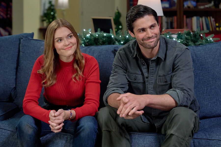 Holiday Touchdown: A Bills Love Story, Photo: Holland Roden, Matthew Daddario Credit: ©2025 Hallmark Media/Photographer: Brian Roedel