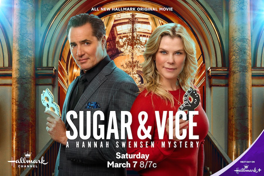 Victor Webster, Alison Sweeney: Sugar & Vice: A Hannah Swensen Mystery, used with Hallmark Media's permission
