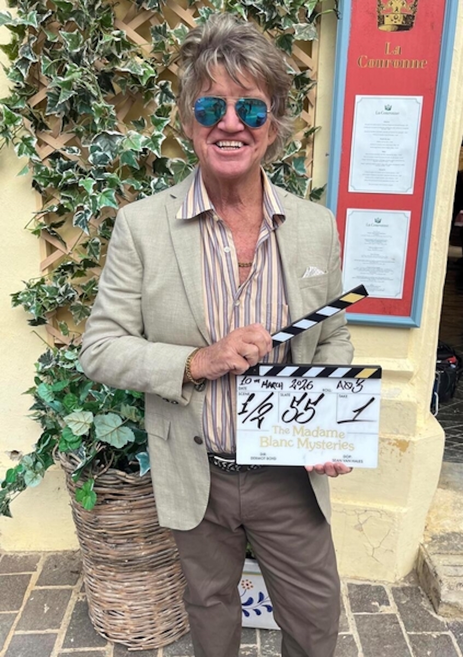 Robin Askwith as Jeremy Lloyd James in The Madame Blanc Mysteries on Acorn TV, used with permission from AMC